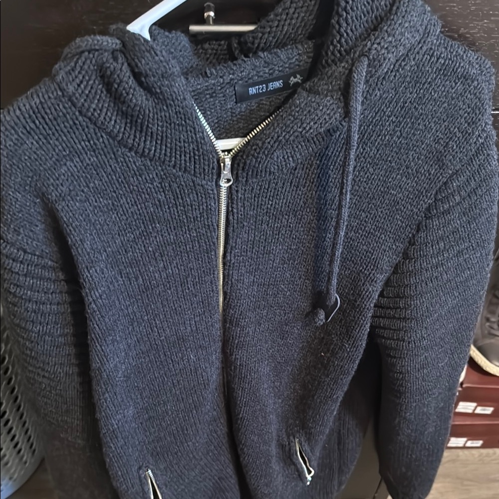 Men's Charcoal Zip-Up Sweater